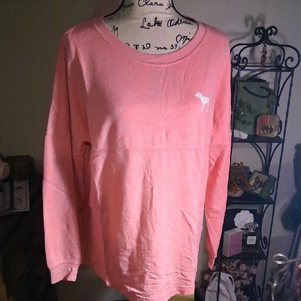 Pink Victoria's Secret Hot Pink Long Sleeve Crewneck Sweatshirt Size XS